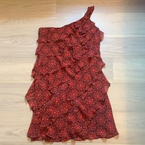 One shoulder ruffle layered dress